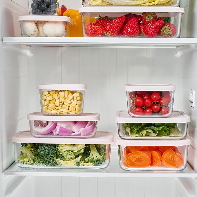 Glass Food Storage Containers with Lids — 12 Piece — 17.6 oz Glass with BPA-Free Leakproof Stackable Lids — Microwave, Oven & Dishwasher Safe — Ideal for Meal Prep & More - Berry Blush - Image 7
