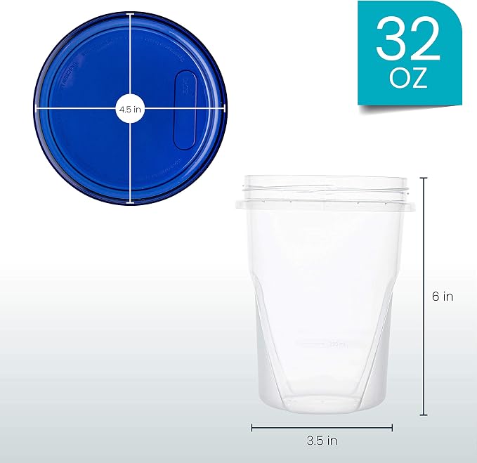 PLASTICPRO Food Storage Freezer Deli Containers Clear bottom [32 oz 6 Pack] - Image 3