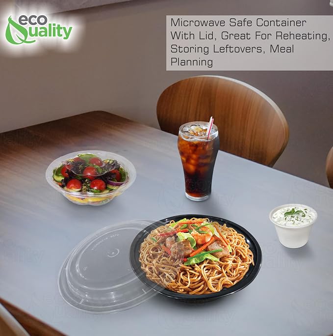 18 oz - 100 Count - Round Microwaveable Plastic Meal Prep Containers with Lids - Food Storage Container - Certified BPA-Free, Stackable, Reusable Microwave, Dishwasher,Freezer Safe, Disposable (Black) - Image 6