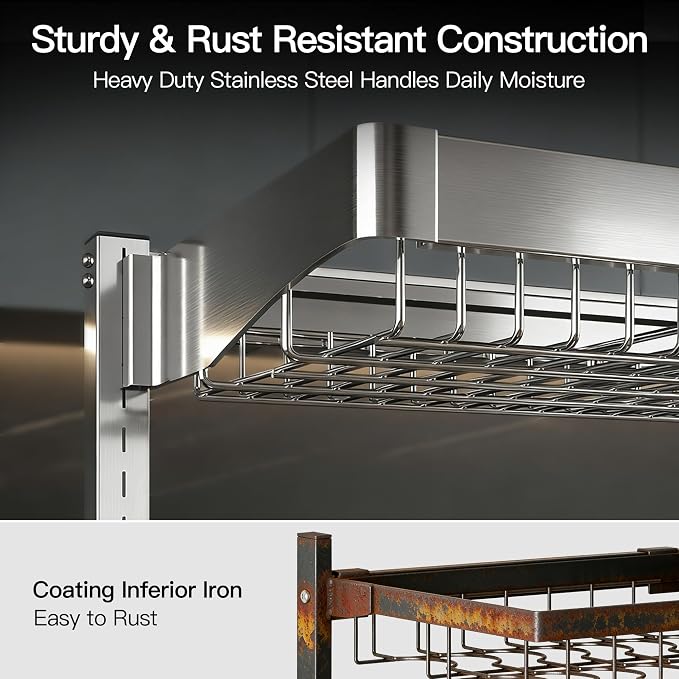 3 Tier Extra Large Stainless Steel Over The Sink Dish Drying Rack | Rust Proof Metal, Expandable Kitchen Sink Drainer, Counter Space Saving, Heavy Duty, Modern Silver, Multifunctional Storage - Image 3