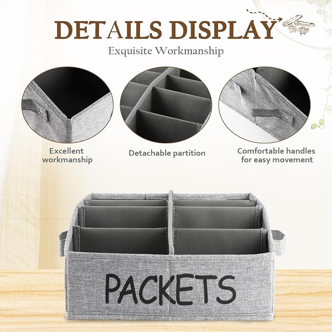 8 Compartment Fabric Snack Organizer with Handle, Portable Kitchen Pantry Storage and Spice Packet Organizer - Image 2