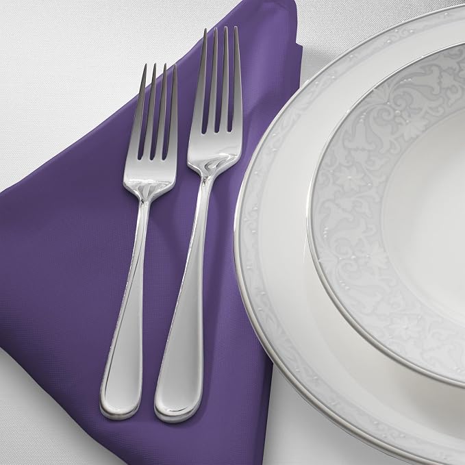 Lann's Linens Set of 144 Cloth Dinner Napkins, 20-inch Polyester Napkins, Washable and Reusable Fabric for Weddings, Hotels, Restaurants - Purple - Image 2