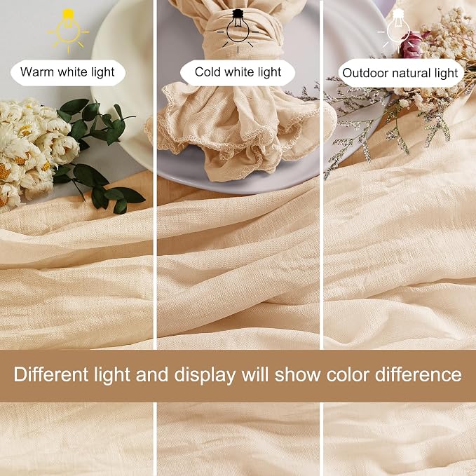 LZY 60 Pack Gauze Cheesecloth Napkins 20x20 Inch Dinner Cloth Napkins, Soft Boho Table Napkins Rustic Wrinkled Cheese Cloth Napkins Bulk for Wedding Party Baby Shower Event Decor (Ivory) - Image 3