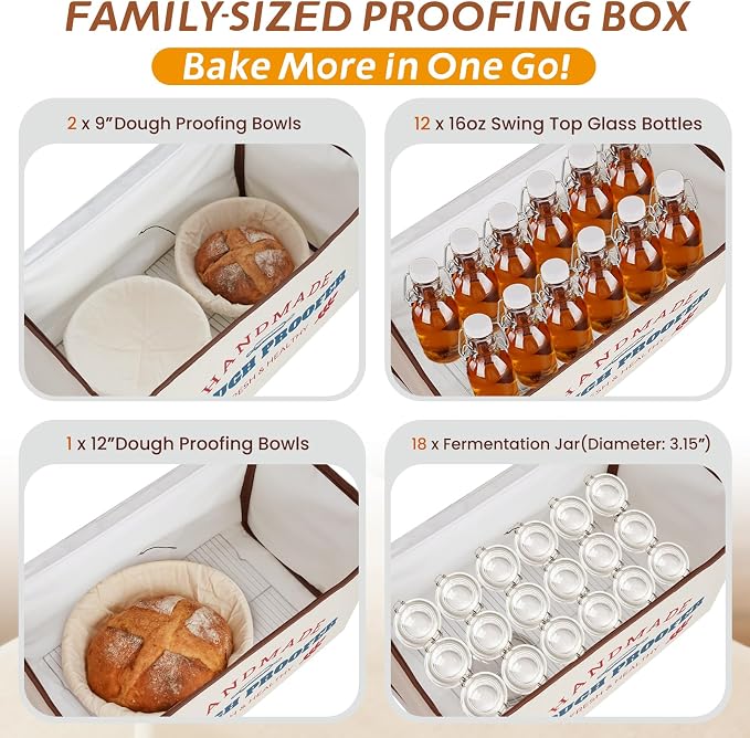 Extra Large Dough Proofing Box50-130°F, 3-Sided Heat 24HTimer | Extra-large foldable proofing box includes 3-sided heat, 50-130°F control, beep alert and storage bag for dough and seedlings - Image 7
