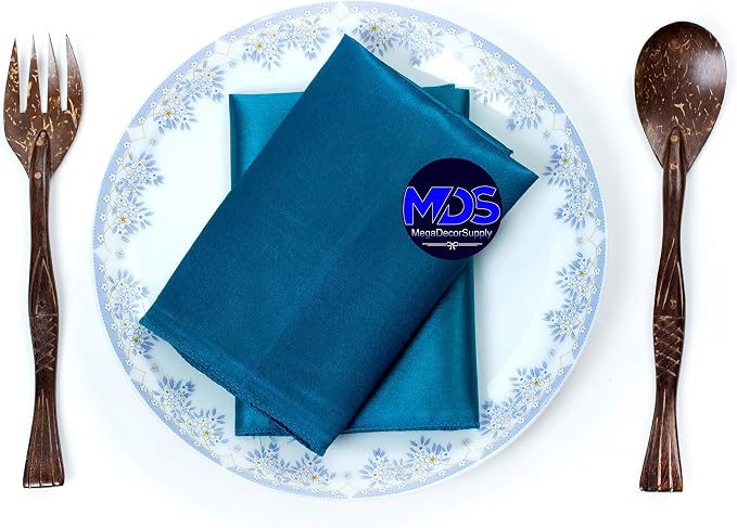 Set of 100 PCS Satin Napkin 12x12 Inch Square, Dinner Table Napkins for Wedding, Bulk Silky Sateen Cloth Napkins for Restaurant Banquet Graduation Birthday Party Decoration - Dark Teal - Image 5