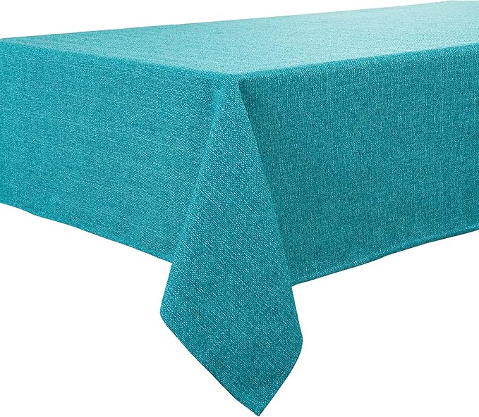 BALCONY & FALCON Rectangle Table Cloth Waterproof Lake Blue 23.6"x23.6" | Square Washable Wrinkle Resistant Table Cloth Linen Fabric Tablecloths for Dining Party Kitchen Wedding and Outdoor Use by BALCONYFALCON