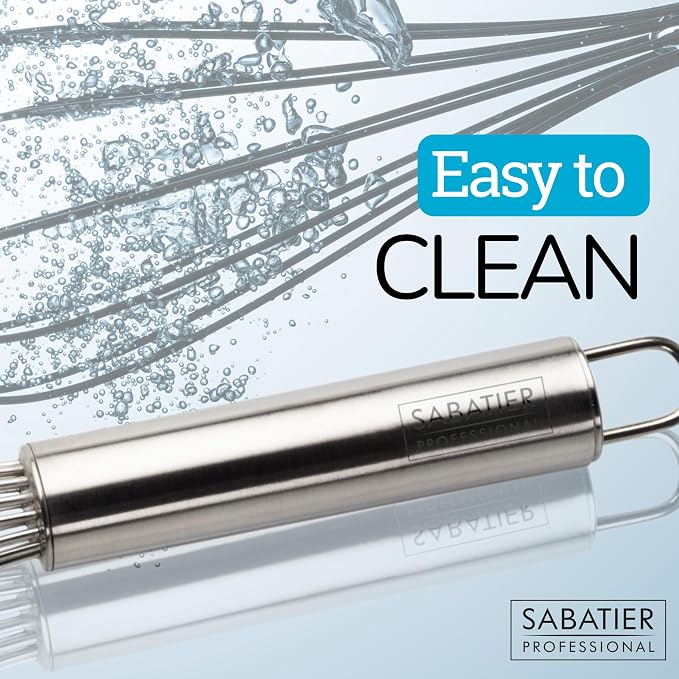 Professional Stainless Steel French Hand Whisk - Heavy Duty, Dishwasher Safe, Durable Balloon Whisk for Baking, Frothing, & Mixing - Easy to Clean, Great for Chefs & Home Cooks, Stainless Steel, 35cm - Image 6