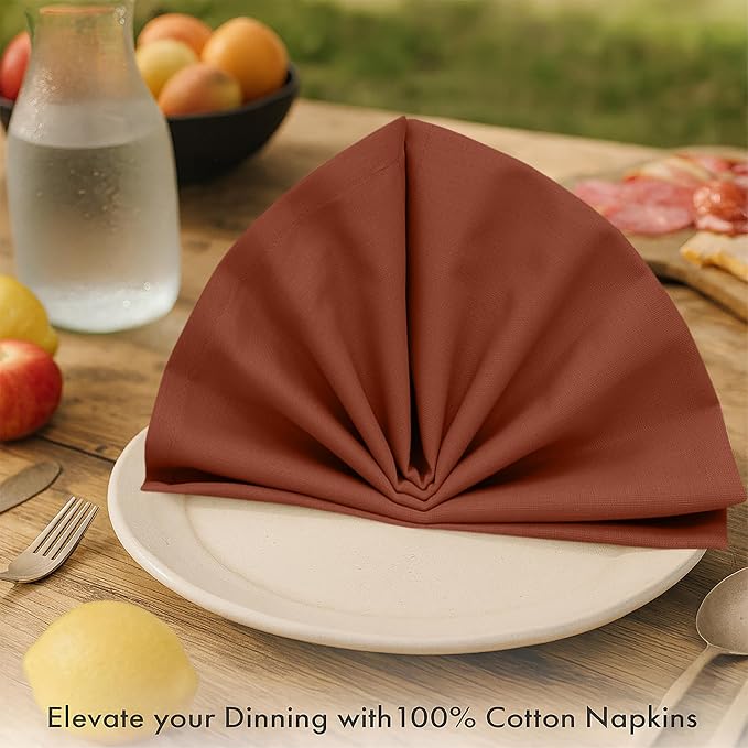 Ruvanti Cloth Napkins Set of 6, 100% Cotton High GSM 18x18 Inches Soft, Washable, Highly Durable & Absorbent, Perfect for Parties, Christmas, Thanksgiving Dinners – Rust - Image 3