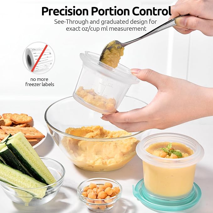U-Taste Silicone Container with Lids, Kitchen Meal Prep Food Storage, 4oz*2 | Food Grade Liquid Silicone, Leak-Proof Airtight Lid, Meal Prep Lunch Box, Freezer & Microwave Safe, Clear Date Marking Circle - Image 7