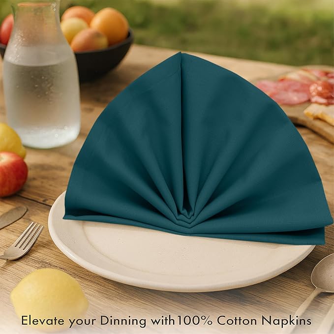 Ruvanti Cloth Napkins Set of 12, 100% Cotton High GSM 18x18 Inches Soft, Washable, Highly Durable & Absorbent, Perfect for Parties, Christmas, Thanksgiving Dinners – Deep Teal - Image 2