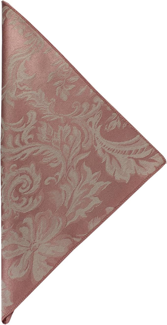 20x20-Inch Damask Cloth Napkins, English Rose, Set of 12 | Bulk Case of 1 Dozen, Miranda Jacquard, Pink, Dinner Napkins, Square, 50% Cotton / 50% Polyester Fabric, Woven Damask Pattern by UltimateTextile