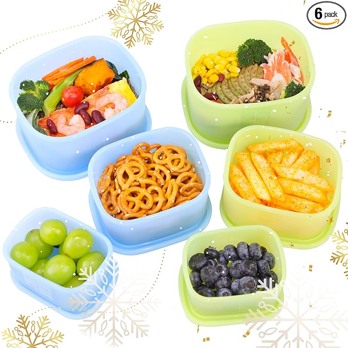 Silicone Food Storage Containers with Airtight Lids, Set of 6, 8oz + 16oz + 24oz, Nesting Meal Prep Container for Lunch, Leftovers, Fruits, Dishwasher & Microwave & Freezer Safe, Green + Blue by VIOTIIN