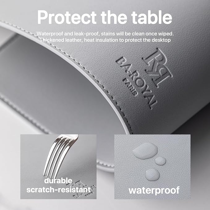 Baroyal Faux Leather Placemats Set of 4 Vinyl Washable Wipeable Table Mats for Kitchen Dining Table Heat Resistant Waterproof Modern Indoor/Outdoor Placemats Non-Slip Easy Clean Place Mats (Gray) - Image 6