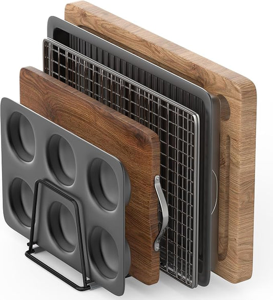 Cutting Board Organizer Kitchen Organizer Rack for Cutting Board, Bakeware, and Cookie Sheet, 5-Slot Heavy-Duty Steel Cookware Holder,Rust-Resistant with Anti-Slip Feet (1, Small) by Laemyfyre