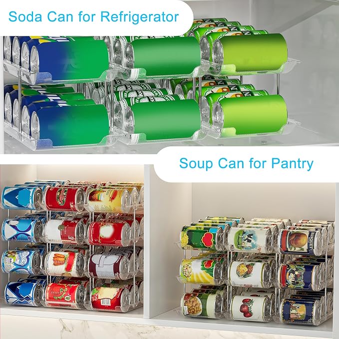 Can Organizer For Pantry, Adjustable Height And Width Canned Goods Organizer, Soup Can Organizer Holds Up to 60 Cans for Kitchen Cabinet or Refrigerator(CLear 5 Tier) - Image 6
