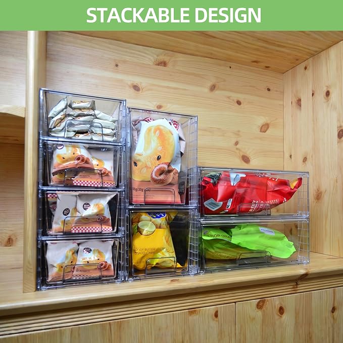 Small Stackable Clear Acrylic Storage Drawers(2 Pack) with Handles,Plastic Organizer Bins for Fridge Bathroom Kitchen Cabinet Pantry Coffee bar Undersink Office Closet Storage Bins - Image 7