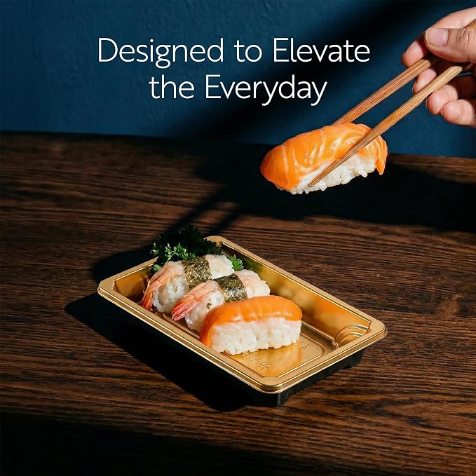 Restaurantware Plastic Sushi Trays 100 Pack of 6.1 x 3.5 x 1.77 Inch With Clear Lids Leak-Resistant Sushi Take Out Boxes Stackable Containers For Grab-And-Go - Image 7