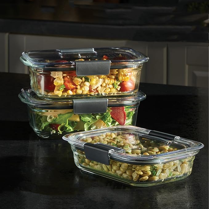 Rubbermaid Brilliance Glass Food Storage Containers, Assorted Sizes, Set of 9, BPA-Free, Leak-Proof, Clear - Image 2