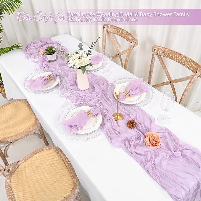 50 Pack Lavender Cloth Napkins 20x20 Inch Cheesecloth Napkins | Elegant Cloth Napkins for Table, Washable Rustic Boho Gauze Napkins, for Wedding Party Bridal Baby Shower Dinner Table Decor - Image 5