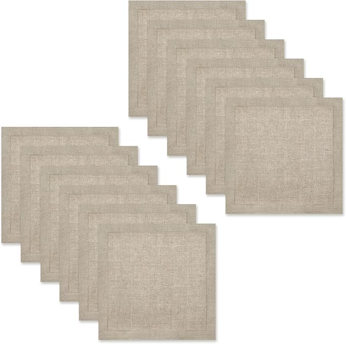 COTTON CRAFT Genuine Pure Linen Napkins - Set of 12 Hemstitch Cloth Napkins | Large 18x18 Natural Hand-Crafted Pure Luxury Linen Dinner Napkins with Hemstitch Detail - Brunch Lunch Holiday Table Napkins - Image 3