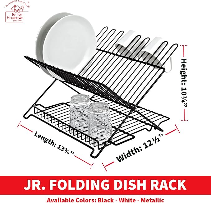 Better Houseware 1483 Junior Folding Dish Rack, Black - Image 2