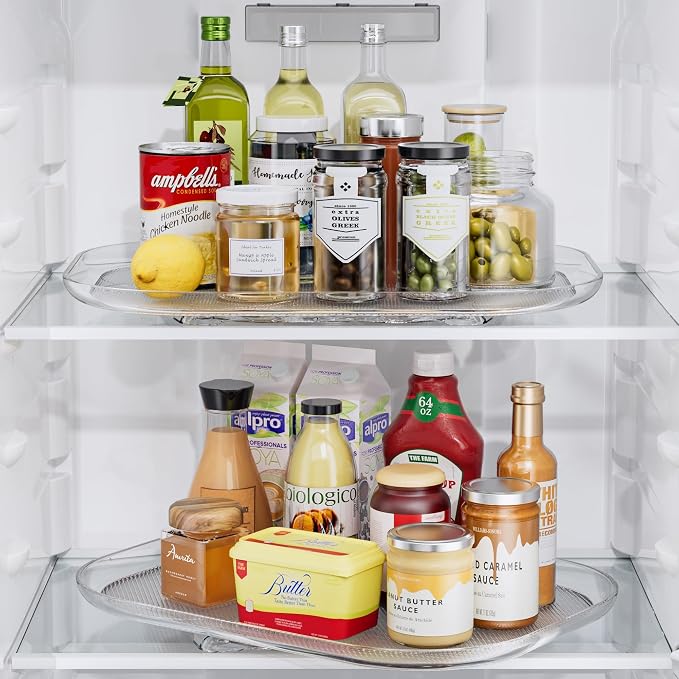 LAMU Lazy Susan Organizer Turntable 15.67''x11.7'' for Refrigerator Organizers and Storage, Fridge Organizer, Condiment Organizer for Kitchen, Table Top, Cabinet, Pantry, Countertop, 2 Pack by YourHome-OrganizationHelper