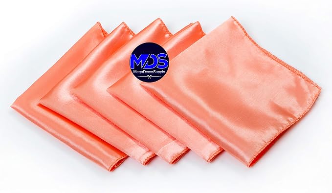 Set of 100 PCS Satin Napkin 12x12 Inch Square, Dinner Table Napkins for Wedding, Bulk Silky Sateen Cloth Napkins for Restaurant Banquet Graduation Birthday Party Decoration - Peach - Image 2