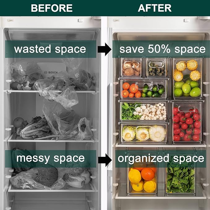 LALASTAR Fridge Organizer And Storage Clear, Large Refrigerator Organizer Bin with Pull-out Drawer, Pantry Organization and Storage, BPA Free, 1 Pack, 9.51QT - Image 2