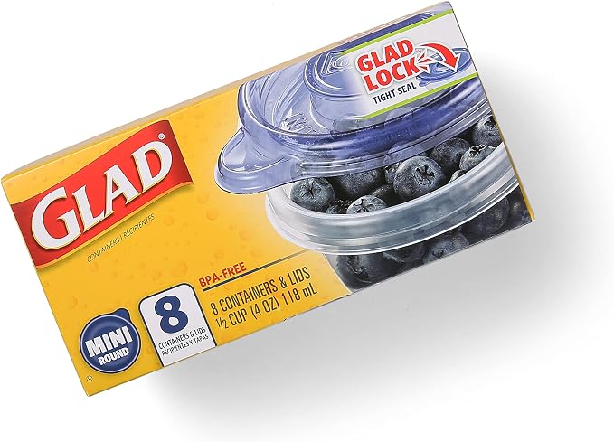 Glad GladWare Mini Round Food Storage Containers, 4 Oz, 8 Count, 12-Pack | BPA-free, lock-tight seal for snacks, portion control, and on-the-go; reusable and stackable - Image 11