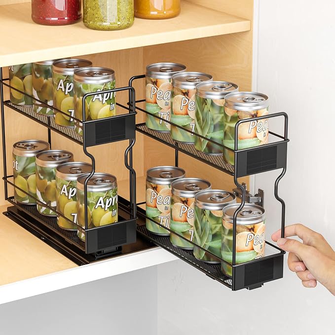 SpaceAid Pull Out Spice Rack Organizer for Cabinet, Heavy Duty Slide Out Seasoning Kitchen Organizer, Cabinet Organizer, with Labels, 7.7" W x10.75 D x10 H, 2 Drawers 2-Tier - Image 5