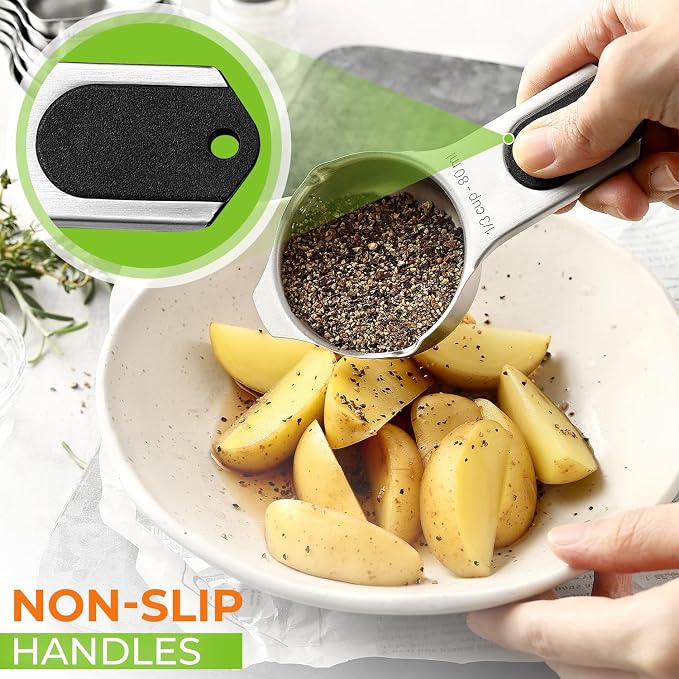 Spring Chef Dual Sided Magnetic Measuring Spoons Set, Mountain Sunrise, Set of 8 & Stainless Steel Magnetic Measuring Cups, Set of 7, Black - 2 Product Bundle - Image 8