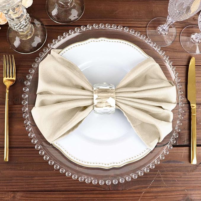 Efavormart Premium Cloth Napkins Set of 100, 20x20 Inch Beige Violet Seamless Dinner Napkins, Washable Linen Table Napkin Cloth with Hemmed Edges for Weddings, Party and Banquet - Image 5