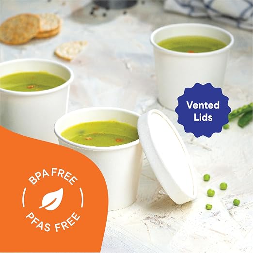 [12 oz. - 250 Sets] Paper Food Container with Lid, Insulated Food Cups with Vented Lids - Hot or Cold To Go Soup Cup, for Soups, Ice Cream and Yogurt - Eco-Friendly - White - Image 4