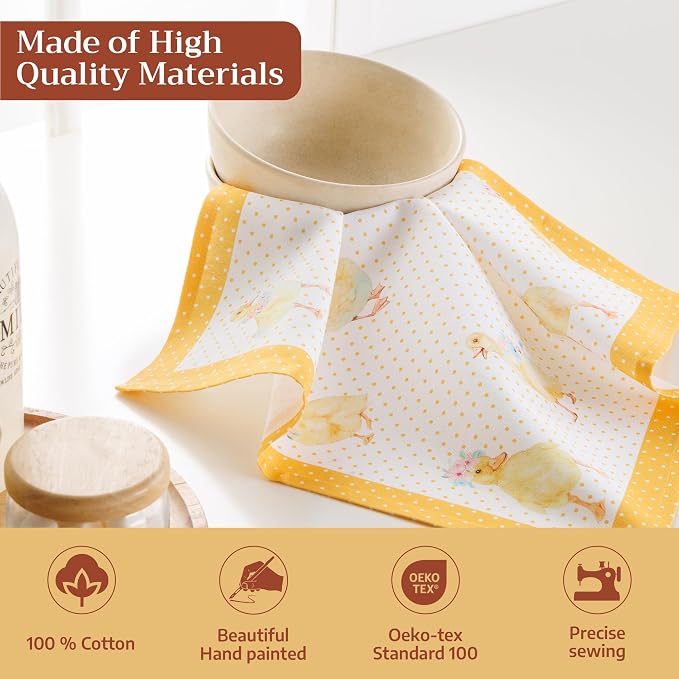 Maison d' Hermine Cloth Napkins Set of 4 Reusable 100% Cotton (18" x 18") | Everyday Square Napkins Cloth Washable Dinner Party Wedding Restaurant Hotel Kitchen Spring Summer - Ducklings In Spring - Image 3