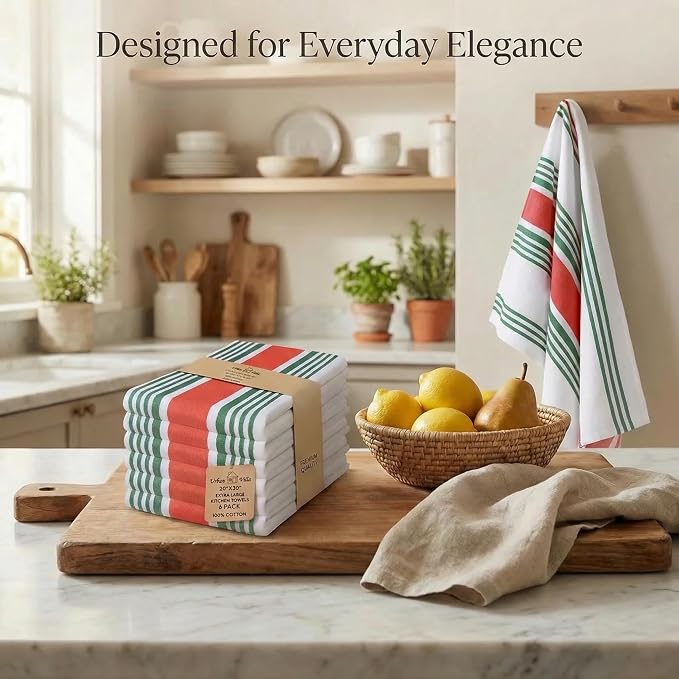 Urban Villa Kitchen Towels Cotton Dish Towels 20”x30” (Set of 6) Christmas - Image 5