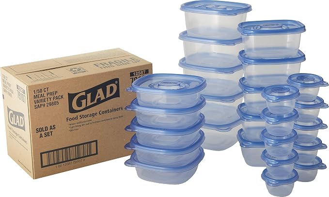 Glad GladWare Lunch Variety Pack Food Storage Containers with Lids, No BPA Reusable Plastic, Multiple Sizes Lunches, Leftovers Snacks, Lock Tight Seal, 25 Count - Image 2