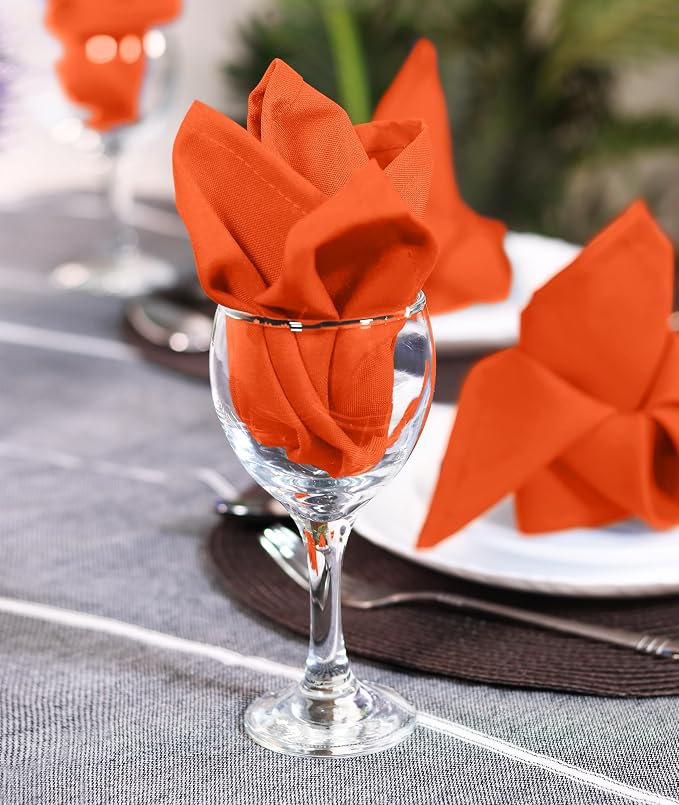 Utopia Home [12 Pack, Orange] Cloth Napkins 18x18 Inches, 100% Polyester | Hemmed Edges, Washable and Reusable Ideal for Parties, Weddings and Dinners - Image 7