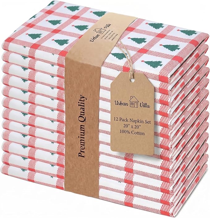 Urban Villa Cloth Napkins Cotton 20x20 (Set of 12) Tree Print by CottonTrends