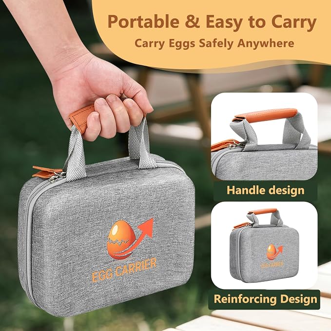 Outdoor Egg Containers For Camping, 12 Slots Reusable Egg Holder With Handle, Shockproof Storage Carrier Tray For Party Picnic Travel, Portable Egg Protection Holder Protection Box - Image 3