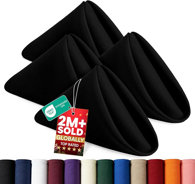 Utopia Home [24 Pack, Black] Cloth Napkins 17x17 Inches, 100% Polyester | Hemmed Edges, Washable and Reusable Ideal for Parties, Weddings and Dinners by UTOPIAHOME