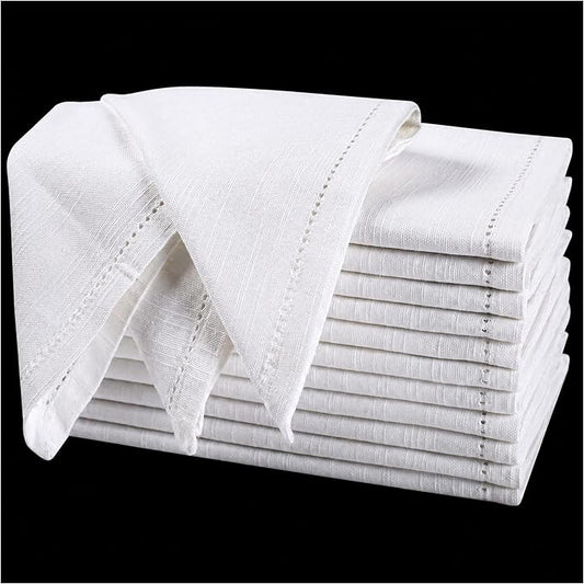Bedding craft White Cotton Cloth Dinner Napkins Set of 12 – 16x16 | Reusable Machine Washable Fabric Napkins – Perfect for Weddings, Holidays, Thanksgiving & Everyday Dining by BeddingCraft