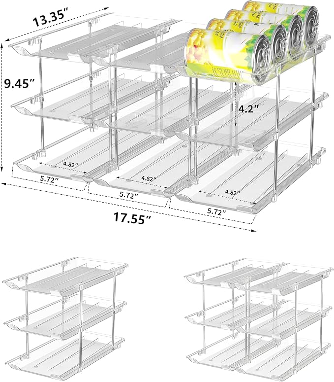 Can Organizer for Pantry, Stackable Food Pantry Storage Rack, 6 Tier | Automatic Rolling, Modular Storage, Clear Acrylic, Holds 72 Cans for Pantry, Cabinet & Fridge, Space Saving, Easy to Refill - Image 3