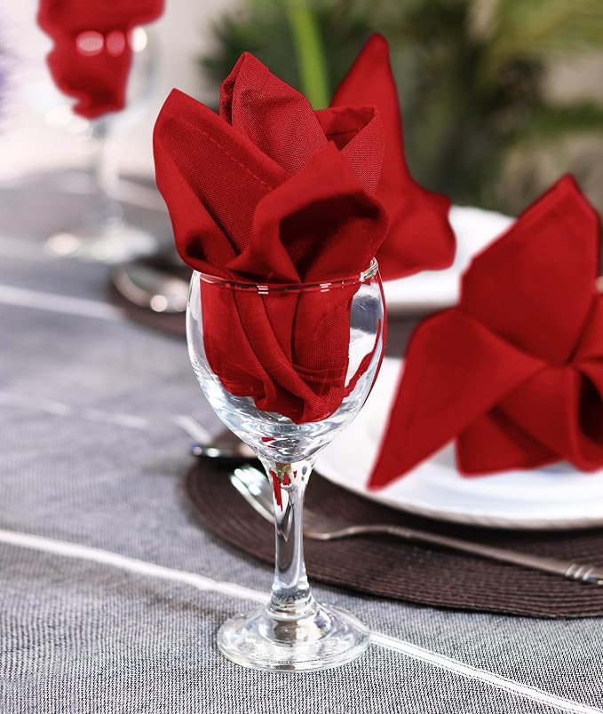 Utopia Home [12 Pack, Red] Cloth Napkins 20x20 Inches, 100% Polyester | Hemmed Edges, Washable and Reusable Ideal for Parties, Weddings and Dinners - Image 5