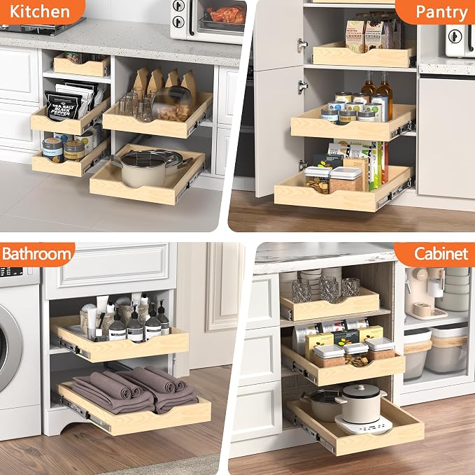 ZOINLIY Wooden Pull Out Cabinet Organizer, 21'' Deep Slide Out Drawer | Kitchen Organizers and Storage, Soft Close, Heavy Duty, Full-Extension - Image 8