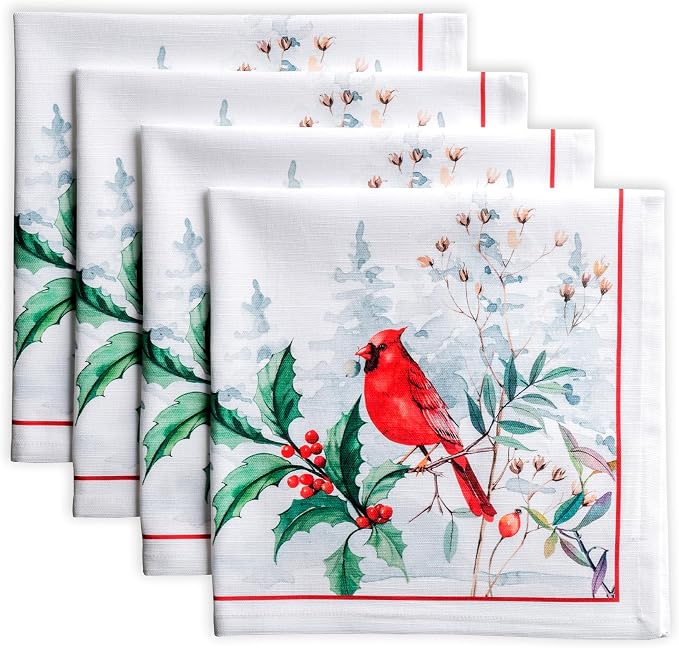 Maison d' Hermine Cloth Napkins Set of 4 Reusable 100% Cotton (20" x 20") | Everyday Square Napkins Cloth Washable Dinner Wedding Restaurant Hotel Kitchen Thanksgiving Christmas - Morzine by MaisondHermine