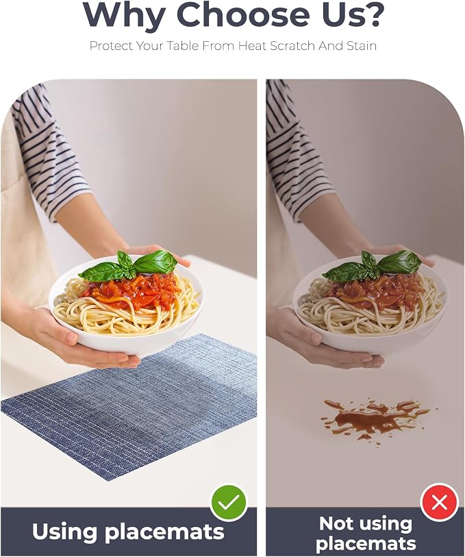 Leetaltree Gradient Blue Woven Placemats Set of 6 - Heat Resistant Non-Slip Place mats for Dining Table, Washable Durable PVC Vinyl Woven Table Mats(Gradient Blue, 6) - Image 9