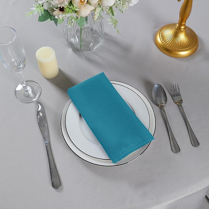 Cloth Napkins 17x17 inch Washable Polyester Dinner Napkins Soft Table Napkins for Wedding Party Dining Banquet(Caribbean Blue,50PCS) - Image 7