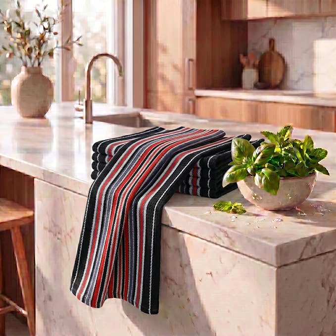 Urban Villa Kitchen Towels Cotton Dish Towels 20”x30” (Set of 6) Black - Image 6