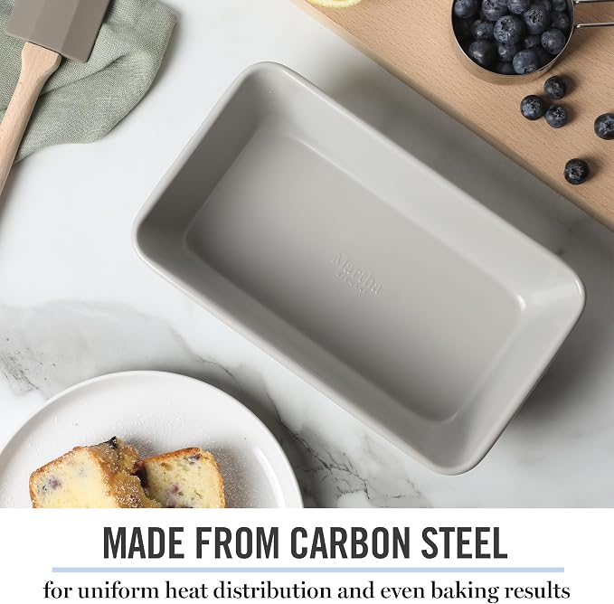 Martha Stewart Gallen 9 Inch Nonstick Carbon Steel Loaf Pan - Cool Grey (Pack of 6) - Image 4
