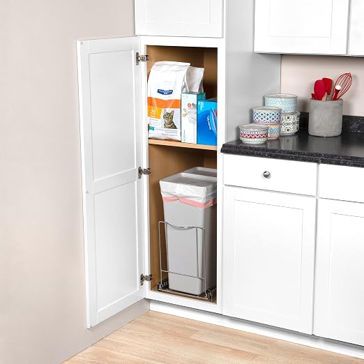 HOLDN’ STORAGE Pull-Out Trash Can for Under-Cabinet, 12 Gal / 48 qt | Heavy-Duty Chrome, Smooth Slide with Trash Bag Storage, Fits 13" Cabinet Opening (Bin Not Included) - Image 7